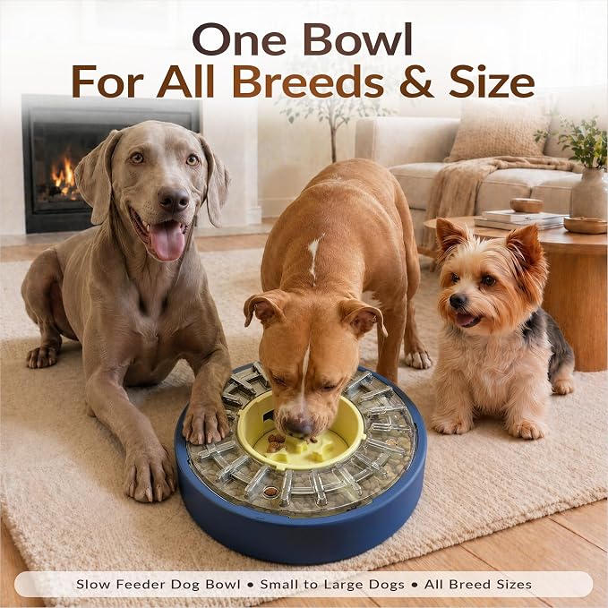 KADTC Adjustable 5-60 Min Slow Feeder Dog Bowl & Puzzle Feeder Anti-Gulping | 4-Cup Spinning Food Dispenser Turns Daily Meals Into Energy-Burning Enrichment, Eases Boredom, Builds Calmer Mealtime Rhythms - Image 5