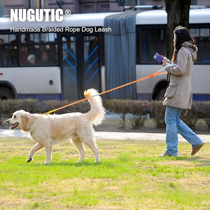 6 FT Handmade Rope Dog Leash for Small Medium and Large Dogs | Soft and Comfortable Grip, New Golden Heavy Duty Metal Clasp, Grey - Image 7