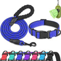 Dynmeow Reflective Dog Collar and Leash Set for Small Dogs, Navy Blue | Soft Neoprene Padded, 6FT Climbing Rope, Ideal for Daily Outdoor Walking or Indoor Wearing, Night Visible for Safety by Dynmeow