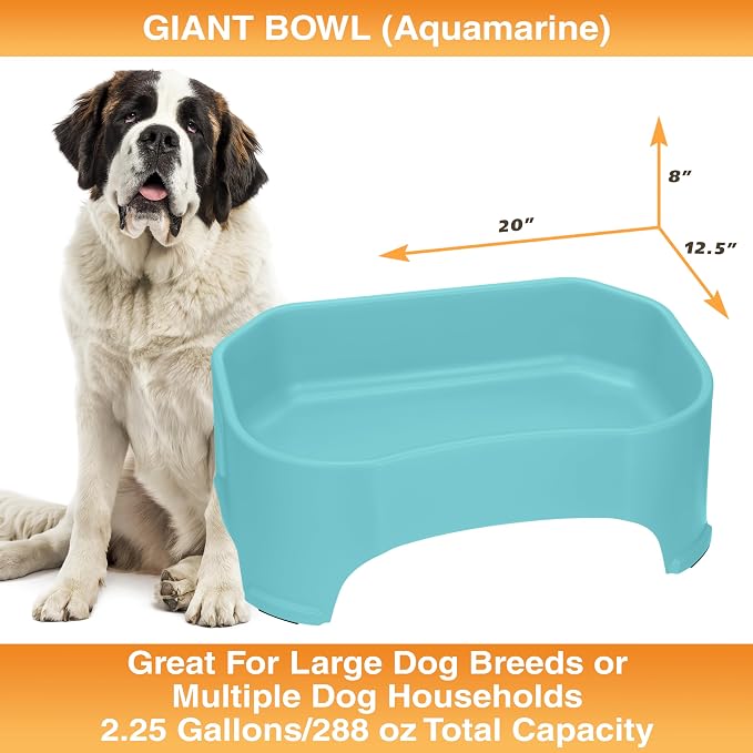 Neater Pet Brands Extra Large Water Bowl for Dogs, Outdoor Dog Water Bowl (2.25 Gallon XL Capacity), Big Trough Style Food Dish for Indoors or Outside, No Spill Large Dog Bowls, Aquamarine - Image 6