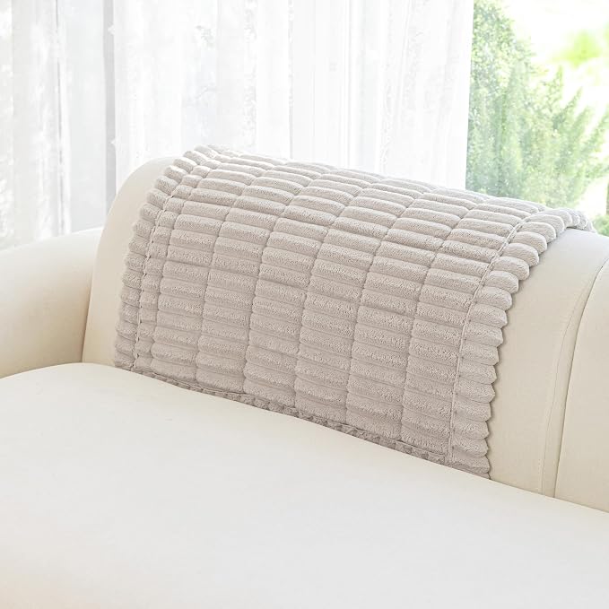 MYSKY HOME Chair Covers, Non-Slip Couch Cover, Oatmeal, 27.6" x 27.6" | Recliner Chair Covers, Soft & Thick Chair Arm Covers Protectors, for Living Room, Pet Friendly, Couch Cushion Covers - Image 5