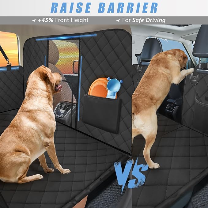 Hard Bottom Dog Car Seat Cover for Back Seat, High Barrier | Dog Hammock for Car, Holds 420lbs, Sturdy 600D Oxford, Extender Space, Backseat Protector Pet Bed, Waterproof, Mesh Window - Image 3