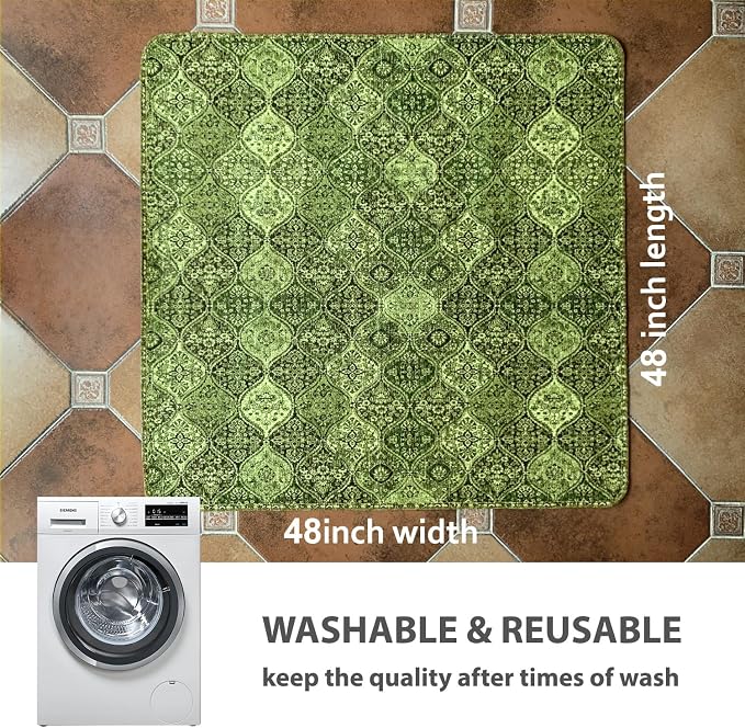 nunubaby Washable Pee Pads for Dogs, Stylish, Non-Slip and Leak-Proof Pee Pads. Reusable Potty Pads for Dogs for Crates and Floors.(Green/Multi,48" x48" ) - Image 4