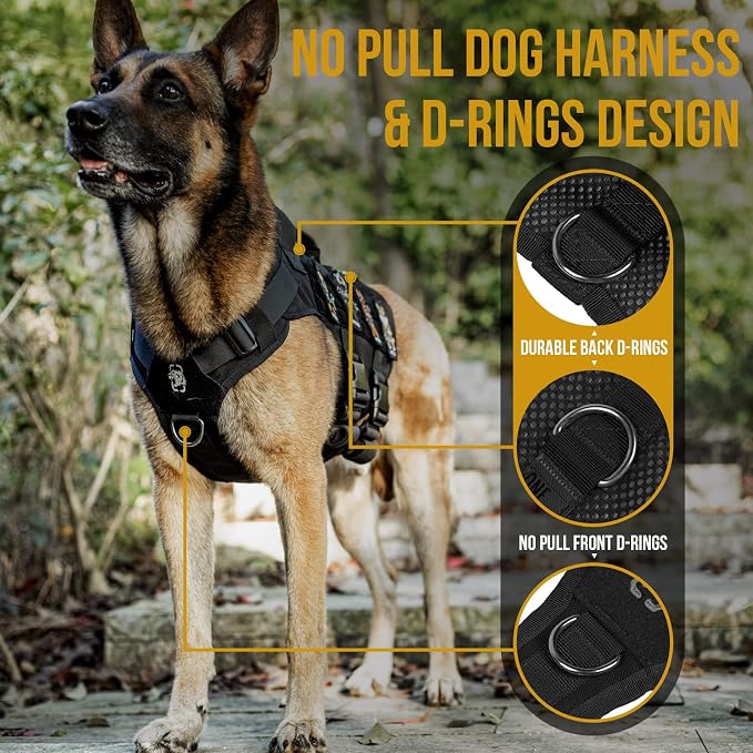 OneTigris Tactical Dog Harness for Small Dogs, No Pull Small Dog Vest Harness with Handles Breathable Military Dogs Molle Vests, Harness for Walking Hiking Training (Black, XS) - Image 2