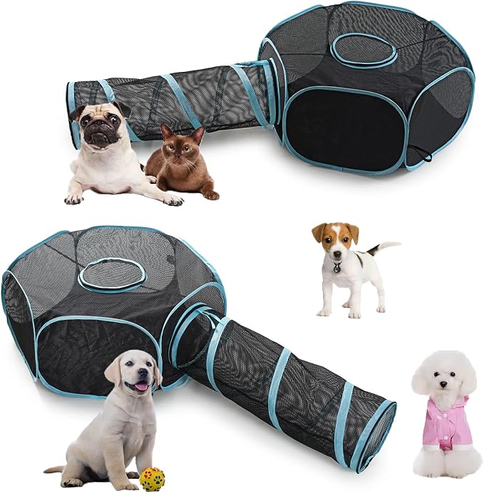 INTURN Cat Furniture Tent for Indoor and Outdoor Playpen Portable Cat Tunnels, Outdoor Kennel (Hexagon + Tunnel) by Unknown