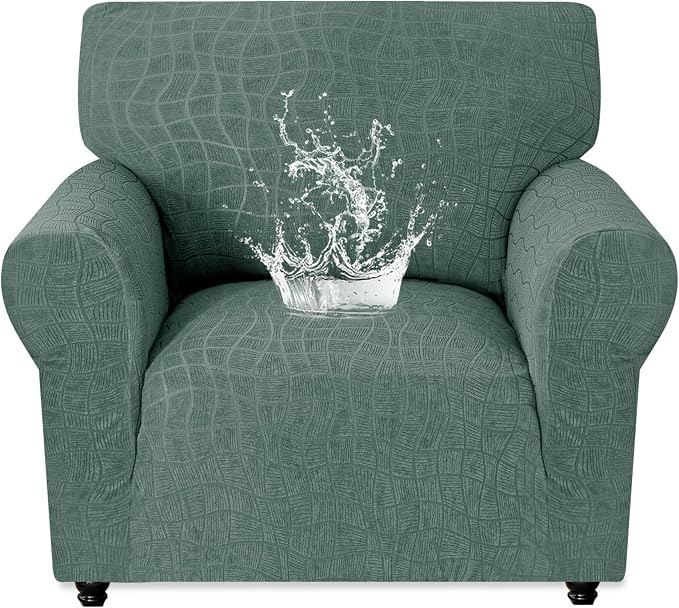 MAXIJIN Waterproof Chair Cover Armchair Covers for Living Room, 1 Piece Stretch Single Sofa Chair Slipcovers with Arms, Washable Furniture Protector for Dogs Pets (Small, Pea Green New) by MAXIJIN