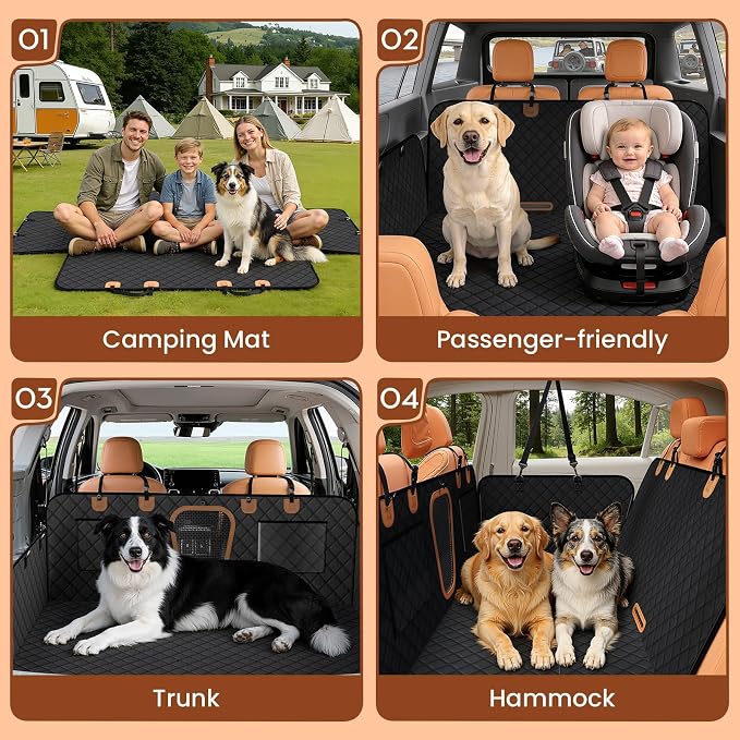A-Pce Dog Car Seat Cover for Back Seat, Waterproof Hammock for Car & SUV | Easy to Clean, for Travel and Daily Use, Non-Slip, Back Seat Pet Cover for Dogs - Supports 400lbs - Image 6