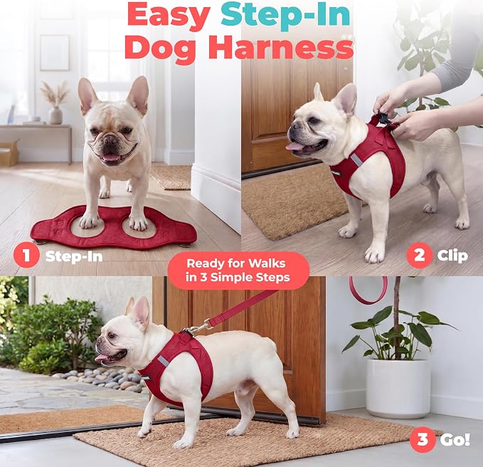Voyager Step-in Air Dog Vest Harness - Burgundy, Small | 14.5-16" in Chest, Reflective Bands, All Weather Breathable Air Mesh, Cats Compatible, Lightweight, Fast Drying - Image 3