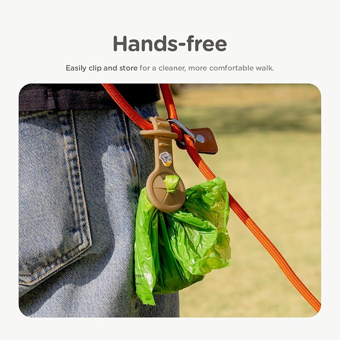 Dog Poop Bag Holder for Leash | Hands-Free Waste Bag Carrier with Carabiner Clip, Portable Pet Waste Bag Holder for Dog Walking, Running, Hiking (Brown) - Image 4
