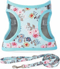 Step in Dog Harness Leash Set- All Weather Reflective No-Pull Floral Pattern Padded Mesh Vest Harness for Cats Puppy Extra-Small Small Medium Large Dogs - Bell Orchid - S by MOONPET