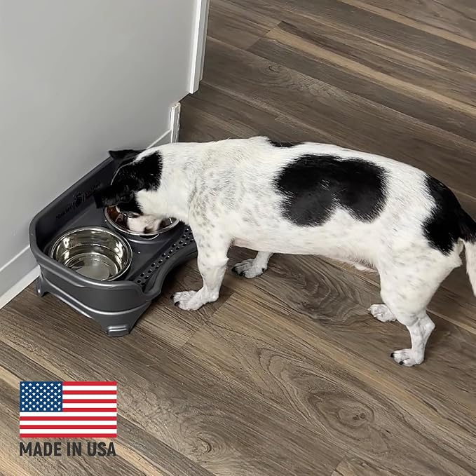 Neater Feeder Express Mess Proof Dog Bowls Elevated for Small Breeds Under 15 Lb, Made in USA, No Spill Raised Dog Food Bowl Stand, Stainless Steel Food and Water Bowl Set, Feeding Station, Grey - Image 5