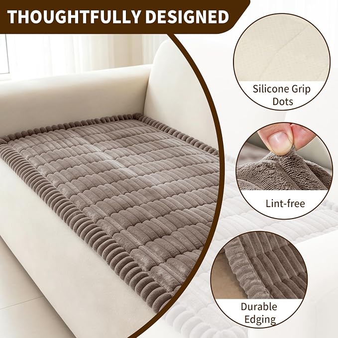 Leakproof Couch Cover for Dogs, Non Slip Washable Sofa Protector | Stain-Resistant Window Seat Cushions Chair Mat Car Seat Cover for Kids Pets (Khaki 27.6" x 82.7") - Image 2