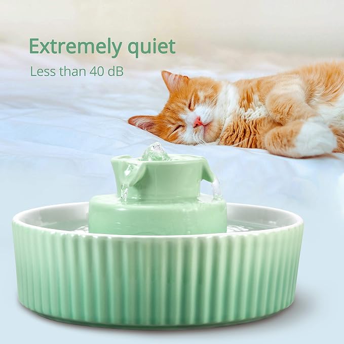 Wonder Creature Ceramic Cat Water Fountain, Stable Cupcake Design, 71oz | 2.1L Pet Fountain with Anti-Tip Ceramic Design, 2 Quiet Pumps, 360° Water Flow, 3 Filters for Cats and Dogs - Image 4