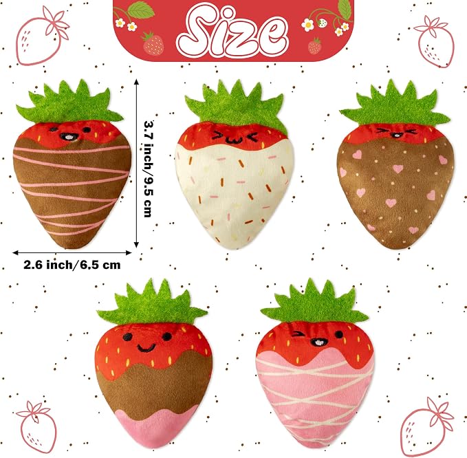 MALLMALL6 Catnip Toys for Cat - 5Pcs Strawberry Chocolate Crinkle Paper Sound Catmint Toy for Indoor Kitten, Teething Chew Kick Interactive Kitty Supplies, Pet Present for Kitten Lover - Image 4