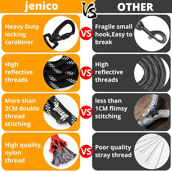 Long Dog Leash 150 FT: Heavy Duty Rope Leashes for Dogs Training with Swivel Lockable Hook Reflective Threads Bungee and Padded Handle - Dog Lead for Large Small Medium Dogs Outside Walking Hiking - Image 4