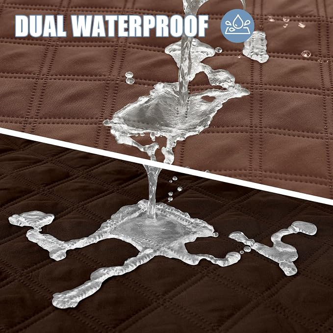 Smiry Waterproof Reversible Dog Bed Cover Pet Blanket | Pet Friendly, Soft Fabric, Washable Dog Blanket for Furniture Bed Couch Sofa, Checkered (82"x102", Brown/Chocolate) - Image 2