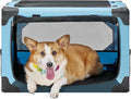 JOYTUTUS Collapsible Dog Crate, 26 Inch Portable Pet Crate for Car, Travel Dog Kennel Foldable Dog Crate for Medium Dog 44lbs, Soft Cat Carrier Fit for Indoor & Outdoor/Car Back Seat/Trunk (Blue) by JoyTutus
