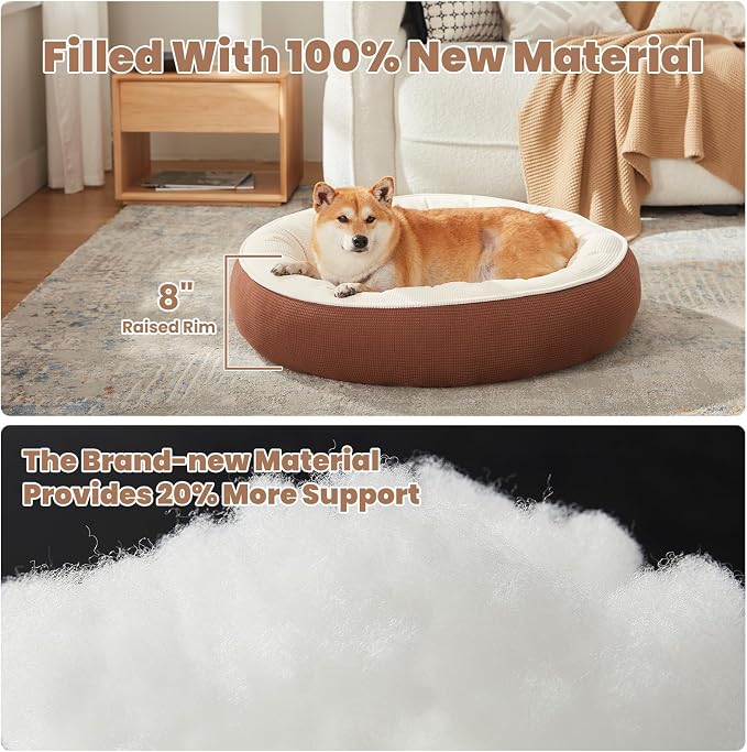 33 in Soft Touch Fleece Donut Dog Bed for Medium Plus Dogs,Coffee | Calming Round Pet Bed with Removable Washable Cover, Fits up to 65 lbs - Image 4