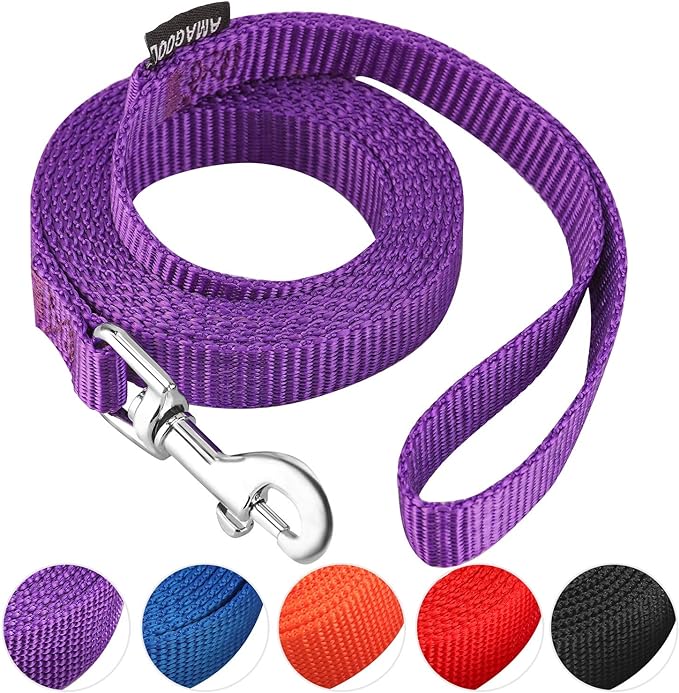 AMAGOOD 6 FT Puppy/Leash, Strong Traditional Style with Easy to Use Collar Hook, Great for Small, Medium and Large Dogs (5/8in x 6 ft, Purple) by DOGLEASH