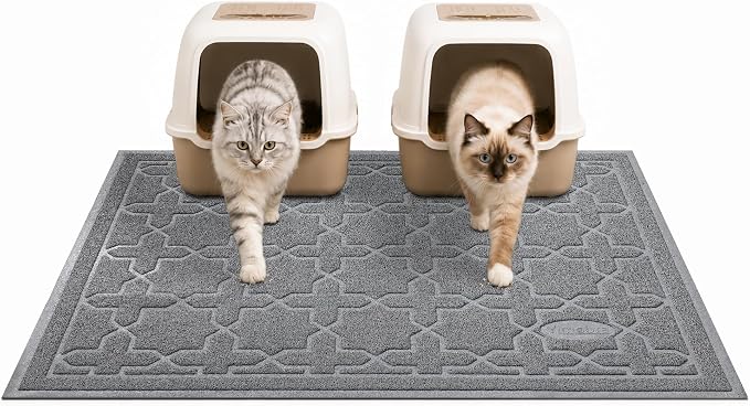Yimobra Cat Litter Mat, Easy Clean Trapping PVC Mat, 47" x 36", Waterproof Backing, Non Slip Bottom, Scatter Control Pad for Litter Box, Dark Grey by Yimobra