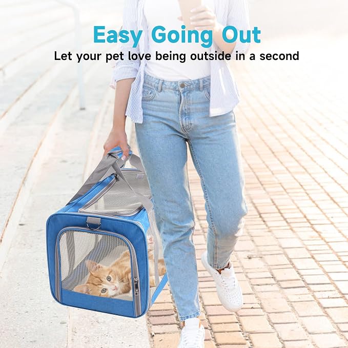 ATVobi Portable Cat Carrier for Small to Large Cats - Soft, Airline Approved, Blue - Image 6