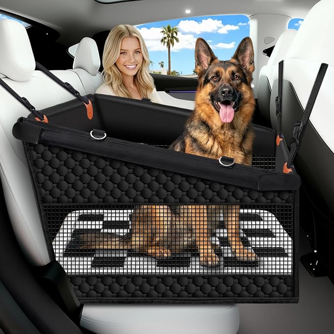 XL Checkered Large Dog Car Seat Cover with Dog Bed Mat for Back Seat Half - Single Seat Travel Hammock Extender, Waterproof Hard Bottom for Medium & Large Dogs, Car SUV Truck Vehicle by Buatis