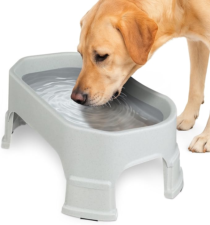 Neater Pet Brands Extra Large Water Bowl for Dogs, Elevated Outdoor Dog Water Bowl (1.25 Gallon XL Capacity), Big Trough Style Food Dish for Indoors or Outside, No Spill Large Dog Bowls, Vanilla Bean by NeaterPetBrands