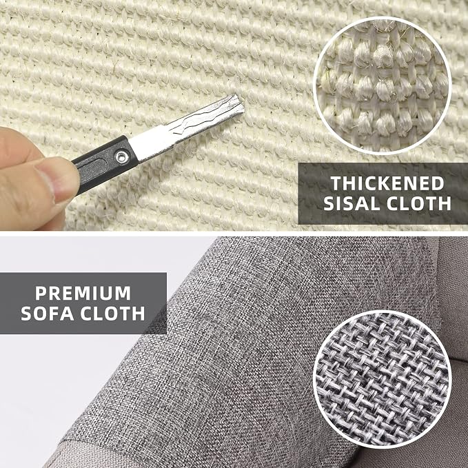 Cat Scratch Couch Protector with Natural Sisal for Protecting Couch Sofa Chair Furniture,Couch Protector from Cat Claws 23.6" L*19.7" W(Light Grey/Right Hand) - Image 5