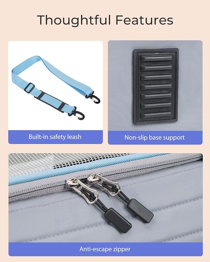 Top-Expandable Pet Carrier: NOBLE DUCK Airline Approved Pet Travel Bag for Cats/Dogs Up to 20 Lbs | Soft-Sided, Multi-Sided Breathable with Anti-Escape Zipper & Privacy Curtain to Reduce Stress - Image 6