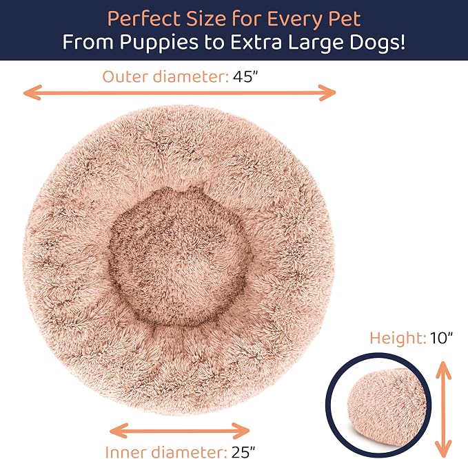 Donut Dog Bed - Premium Comfort for Anxiety Relief - Fluffy & Calming Design with Ultra-Plush Support | Cozy Round Dog Bed with Super Soft Circle Style (Pink, X-Large) - Image 7