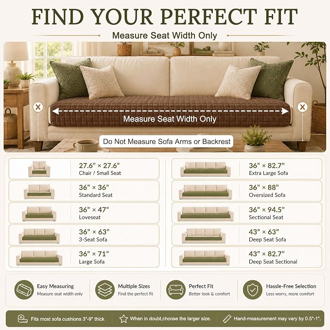 Smiry Velvet Couch Cover for Dogs, Non Slip Soft Sofa Protector for Pets | Washable Sofa Cover for Cats, Cozy Furniture Protector Against Pet Hair, Scratches, Fits Sectional Sofa(Brown, 36"x94.5") - Image 8