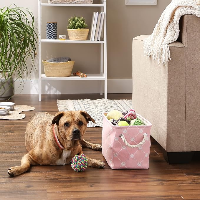 Bone Dry Pet Storage Paw and Bone, Trellis Collection, Small Rectangle, 14x8x9, Pink - Image 5