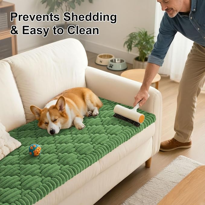 Smiry Couch Cover for Dogs Washable, Non Slip Fuzzy Pet Sofa Protector | Soft Thick Furniture Cover for Sofa, Loveseat and Sectional, Scratch & Pet Hair Resistant (Olive Green, 27.6" x 47") - Image 6
