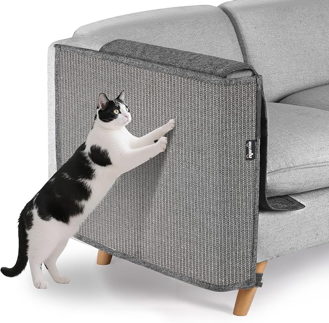 NATUYA Cat Scratch Furniture Couch Protector - Large Sisal Cat Scratching Pad Sofa Corner Arm Shield, Cat Scratcher for Sofa (All Gray, Right) by NATUYA