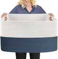 MEGASKET Extra Large Rope Basket, 22" x 17" x 12" Woven Stuffed Animals Storage Bin, Kids Dog Stuff Toy Box Organizer, Living Room Nursery Organization, Big Basket Container for Blankets Clothes by MEGASKET