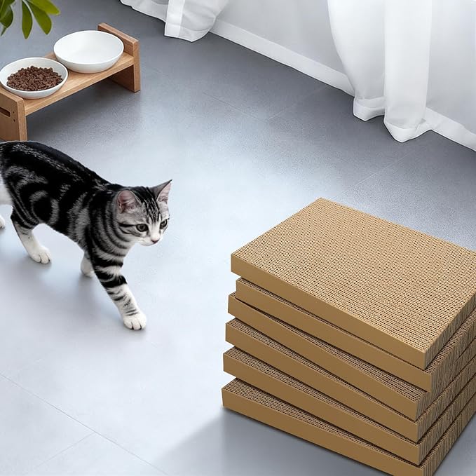 Cat Scratcher 6-Pack Refills, Large Cardboard Pads for Indoor Cats | Recyclable Corrugated Cardboard Pads, Ideal for Daily Scratching and Furniture Protection, Premium Scratch Pad for Kittens - Image 7