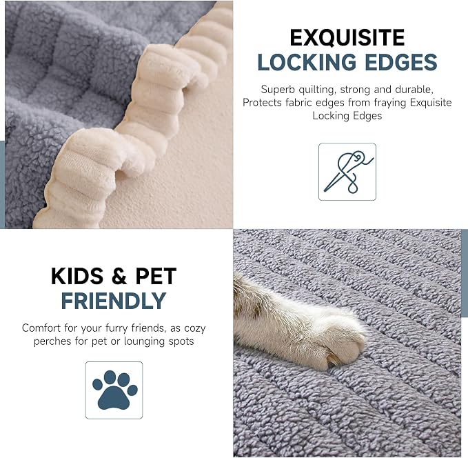 OTOB Couch Covers for Sofa Pet Friendly, Washable & Non Slip Fuzzy Dog Couch Cover Sofa Slipcovers Love Seat, Soft Plush Cozy Furniture Protector Cushion Mat, All Seasons (Light Gray, 27.6" x 59.1") - Image 4