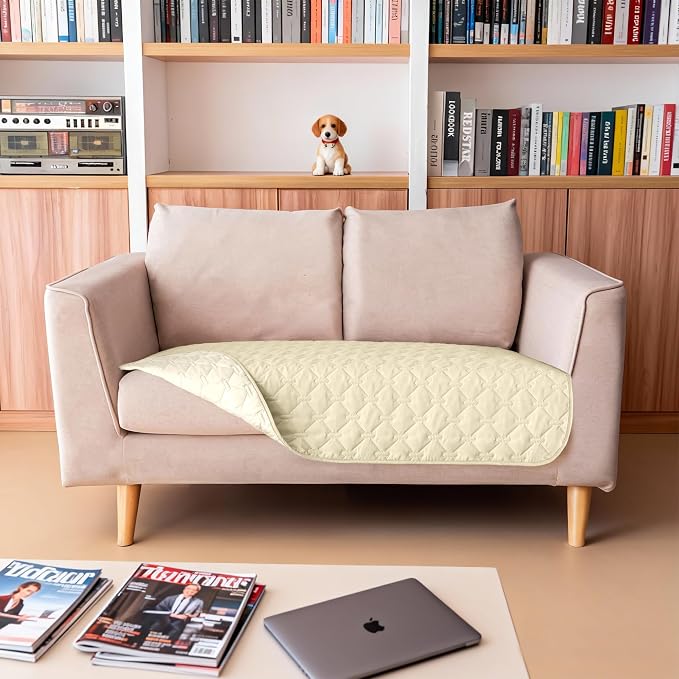 gogobunny 100% Double-Sided Waterproof Dog Bed Cover Pet Blanket Sofa Couch Furniture Protector for Puppy Large Dog Cat, Reversible (32x53 Inch (Pack of 1), Dark Cream/Light Cream) - Image 8