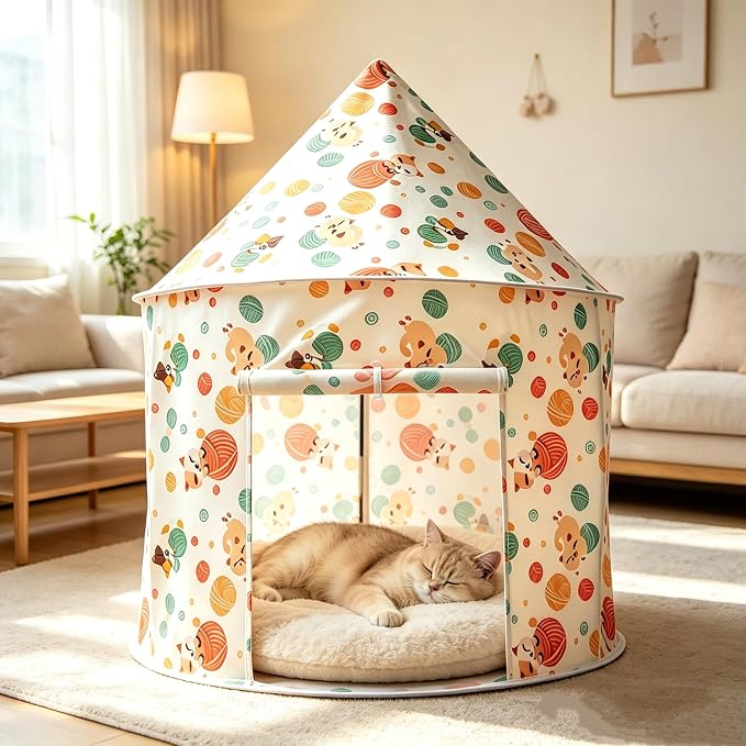 Cat Bad Pop Up Collapsible Yurt Tent, Pet Rest Hut for Indoor | Foldable Cats Cave Hideout Pet Toys ,Cat Rest Hut for Bunny, Guinea Pig, Ferrets, Puppy - Image 5
