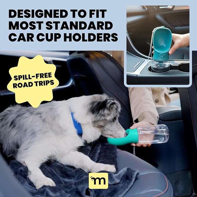 MalsiPree Dog Water Bottle - 19 Oz, Black, BPA-Free - Portable & Lightweight Water Dispenser with Bowl for Dogs - Leak-Proof for Travel, Trail Hiking, Park Visit, Camping & Beach Days - Image 5