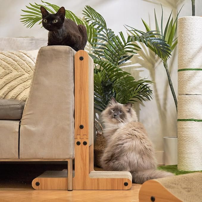 Nekosan Cat Scratcher, T-Shaped Cat Scratcher for Indoor Cats, Double-Sided Cat Furniture Protector, 23.6x16.9x9.6 inch Large, Cardboard Cat Scratcher with Ball Cat Toy - Image 5