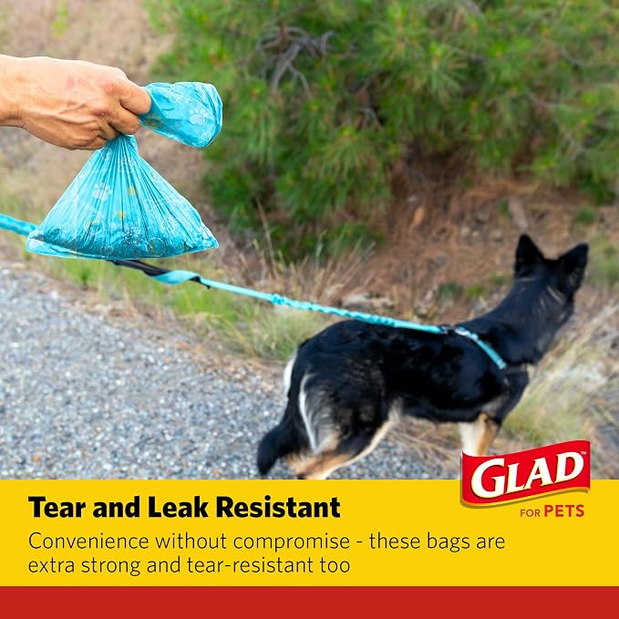 Glad for Pets Scented Dog Waste Bags, Lemon Scent, Multicolor, 90 Count | Tear-resistant with leak protection, lemon fresh scent, fun multicolor design, 6 rolls, heavy-duty daily use - Image 3