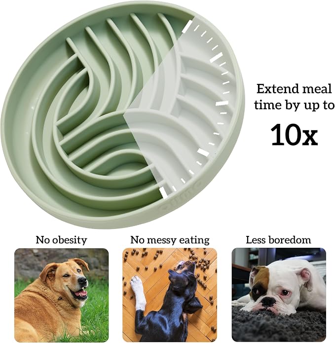 OHMO Slow Feeder Dog Bowl, 7.9" Lick Mat for Dogs, Tree of Life, Sage Green | Cat Slow Feeder Bowl, Anti Choking, Enrichment Toys, Easy Clean BPA-Free Silicone Feeding Bowl, Boredom and Anxiety Reducer - Image 7