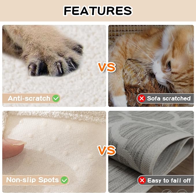 MEETSKY Sectional Couch Cover for 3 Cushion Sofa Washable, Cat Scratch Proof Sofa Covers, Furniture Protector Oversized L Shape Big Sofa Slipcovers for Dogs, 91" x 150", Creamy White - Image 6