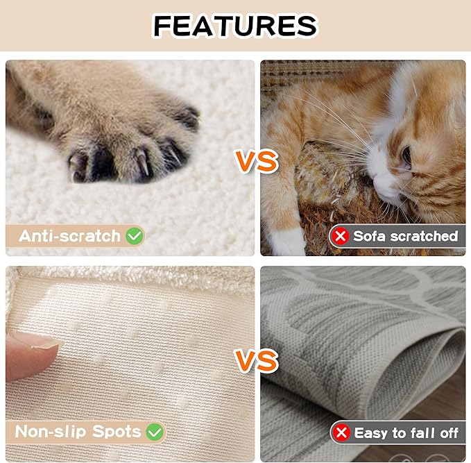 MEETSKY Couch Cover for 3 Cushion Sofa Washable, Cat Scratch Proof Sofa Covers, Furniture Protector L Shape Sofa Slipcovers Soft Sectional Couch Covers for Dogs, 71" x 134", Creamy White - Image 6
