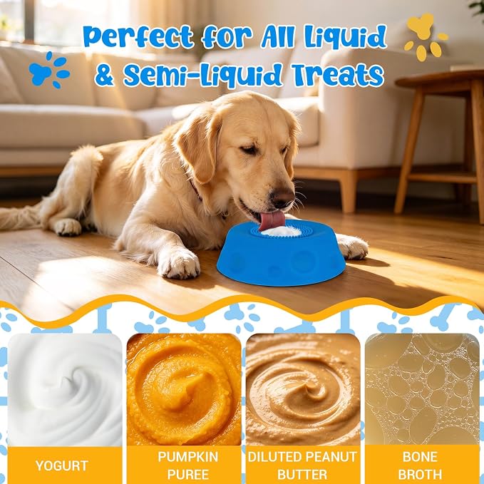 Slow Feeder Dog Bowl with Interactive Roll Ball, Anti-Slip Dog Lick Bowl | Slow Feeder Bowl for Liquid Treats, Bone Broth & Yogurt, Anxiety Relief Boredom Puzzle Feeder for Small Medium Dogs - Image 4
