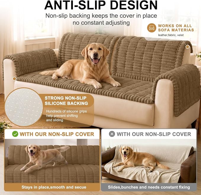 Smiry Couch Cover for Dogs, Non Slip Washable Sofa Protector for Pets | Soft Furniture Cover for Leather & Fabric Couches, Cozy Protect Against Fur, Dirt & Messes, Pet Friendly, 27.6"x88" - Image 9