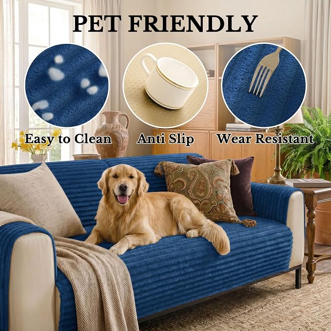 Smiry Waterproof Couch Cover for Dogs, Washable Non Slip Plush Protector | Waterproof Protection, Plush Flannel, Non Slip Backing, Pet Hair & Scratch Protection, Soft Cover (36" x 71") - Image 5