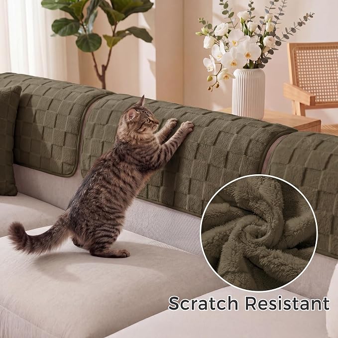 Foxdecor Couch Arm Covers for Sofa Arm Chair Covers Set of 2 | Sofa Arm Covers Cat Scratch Resistant Couch Protectors, Washable Armrest Cover Furniture Arm Covers, Coffee 26x26 in - Image 3