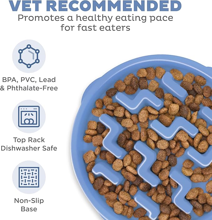 Outward Hound Fun Feeder Slo Bowl – Large 4‑Cup Capacity, Slow Feeding, Medium to Large Dogs, Non‑Slip, Blue, Notch Pattern | Slows Fast Eaters, Can Aid Digestion, Holds 4 Cups Dry or Wet Food, Non-Slip Base, Easy Clean, No BPA, Medium to Large Dogs - Image 3